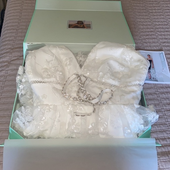 SELF-PORTRAIT Ivory Blossom Sequin Two Tier Midi Dress - Picture 11 of 12